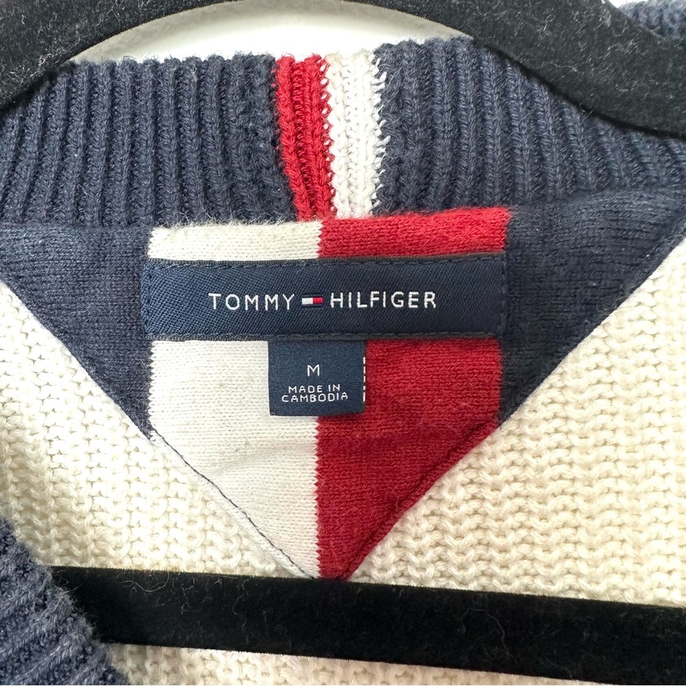 Tommy Hilfiger Retro Flag Colour Block Preppy Collegiate Cotton Sweater - Picture 3 of 12